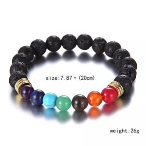 Chakra Bead Bracelet Black Lava Rocks